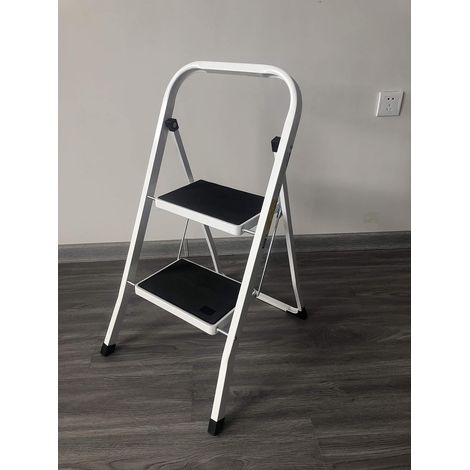 Échelle pliante à 2 marches Escabeau Pliable Portable Compact Échelle Tapis Antidérapant Rangement Facile Escabeau pour Maison Cuisine Bureau DIY 150 kg Charge Max (1/5)