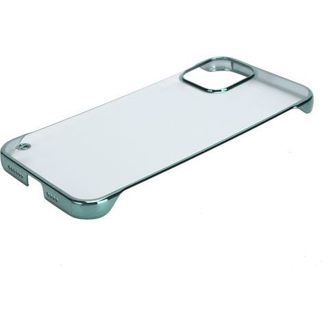 Coque rigide en polycarbonate électroplaqué pour iPhone 12 Pro Max, transparente avec demi-bordure