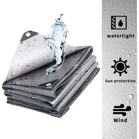 Bâche de protection de 3,2 m, bâche avec œillets, bâche de protection résistante aux déchirures, bâche imperméable idéale pour le bois de chauffage, le jardin et les voitures (1/4)