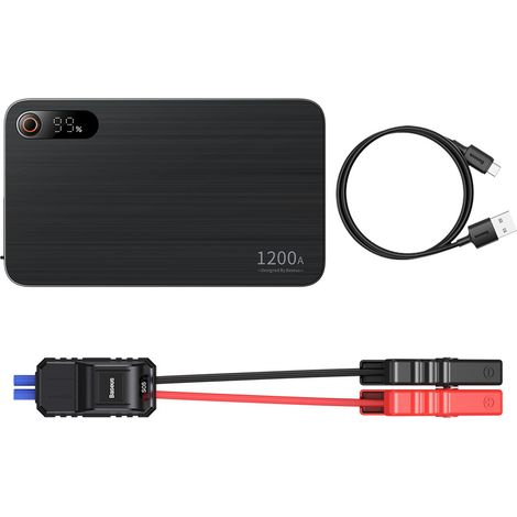 Arrancador de coche 3 en 1 de 1200 A + batería externa de 7200 mAh + linterna LED - Negro (1/5)