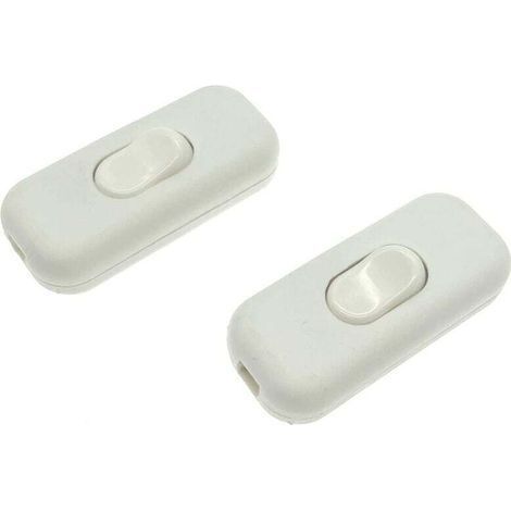 2x 2-Pole Maximum 6A White In-Line Cord Switch, 2-Pole Insulating In-Line Switch, Accepts 1 2 Round or Flat Wires, Torpedo Switch for Small Appliance or Home (1/4)