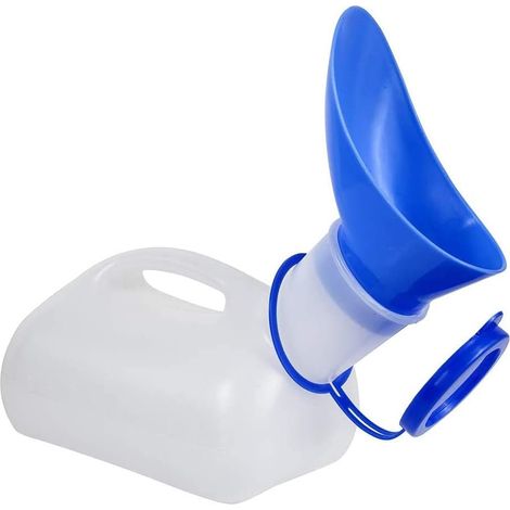 1000ml,Urinoir Unisexe,Voiture Urinoirs de Toilette Etanches Bouteilles d'urine en Plastique Hommes et Femmes Pot de Chambre avec Couvercle et Entonnoir Pisse Debout pour Enfants Adulte Camping Voyage