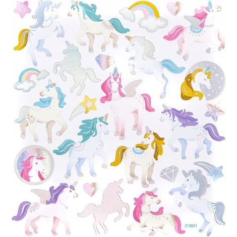 Pegatinas decorativas de unicornios coloridos, 26 unidades (1/5)