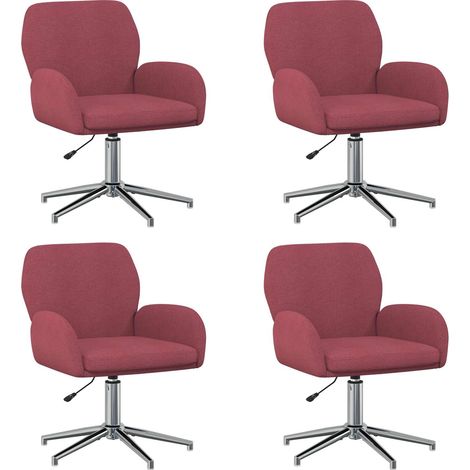 Sedie da scrivania girevoli 4 pz 54 x 58 x 90 cm Rosso Vino vidaXL (1/5)