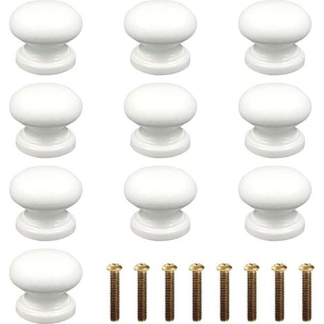 10 Stück Möbelknöpfe, Griffe, Naturholz, runde Pilzform, Schubladenknöpfe, Türknöpfe, Möbelgriffe mit Schrauben für Schränke (1/5)
