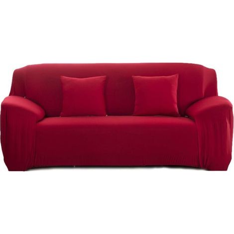 Copridivano elasticizzato a 3 posti con braccioli, fodera per divano 190-230 cm, rosso (1/4)