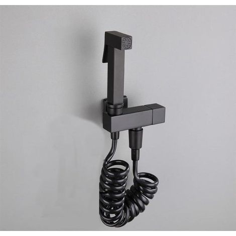 Douchette pour bidet (noire) - Toilettes avec bidet intégré - Douchette de bidet murale - Robinetterie de bidet en laiton
