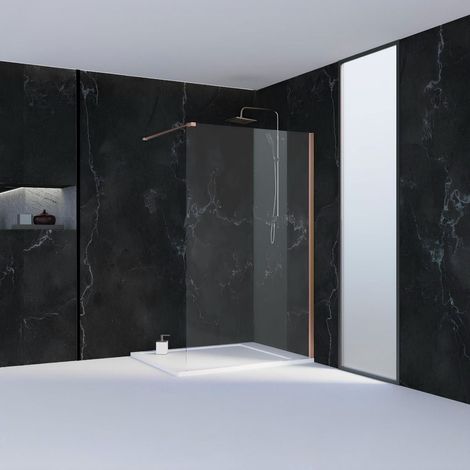 Essebagno Paroi de douche verre anticalcaire et aluminium 120 x 200 Cuivre Brossé
