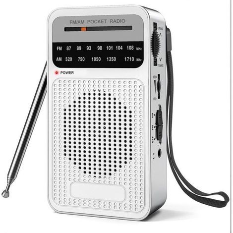 Radio portatile, altoparlante ad alta potenza, 2 batterie AA, portata di ricezione di livello G, funzione di emergenza. (1/4)
