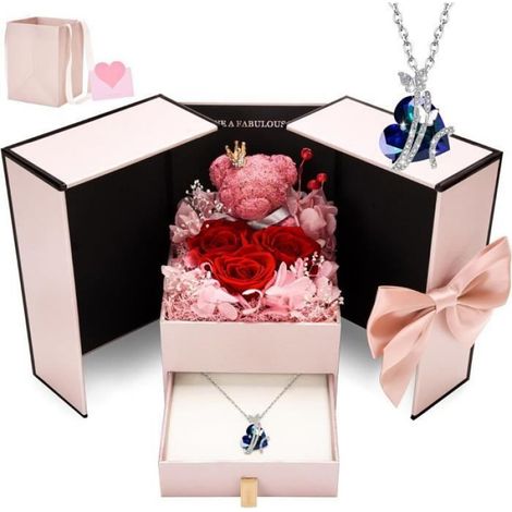 Boîte De Roses - Coffret Cadeau Bien-Être - Pour Anniversaire - 12x12x17 cm - 660 g (1/3)