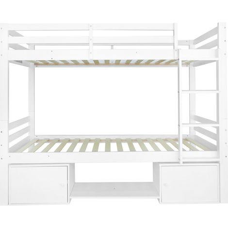 Letto a castello per bambini 90x200 cm con contenitori e scaffale per scarpe bianco MODENUIT (1/5)