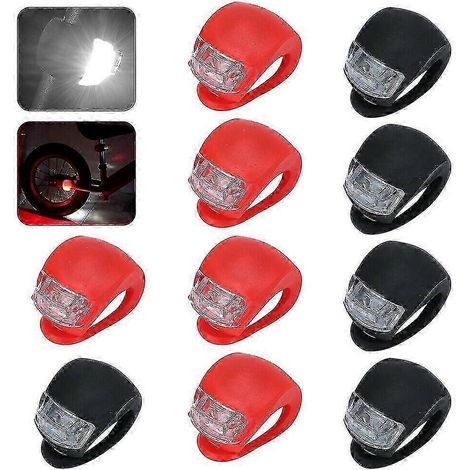Lot de 10 lampes de vélo LED en silicone, feu avant et feu arrière (1/5)