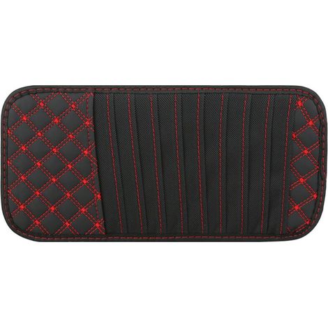 Pare-soleil de voiture, clip pour lunettes, étui pour carte DVD, compartiment de rangement, tondeuse à gazon, sac de rangement, rouge (1/5)