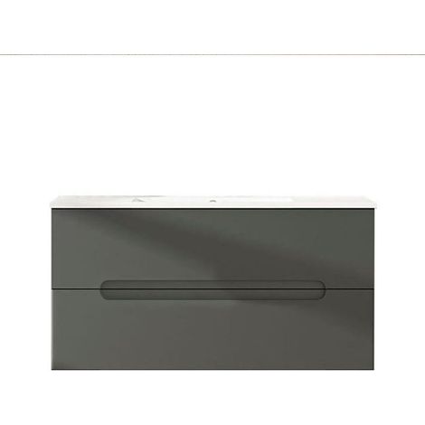 Kibath Mueble de baño con Lavabo VICTORIA 80x45 cm acabado GRAFITO mate 2 cajones suspendido