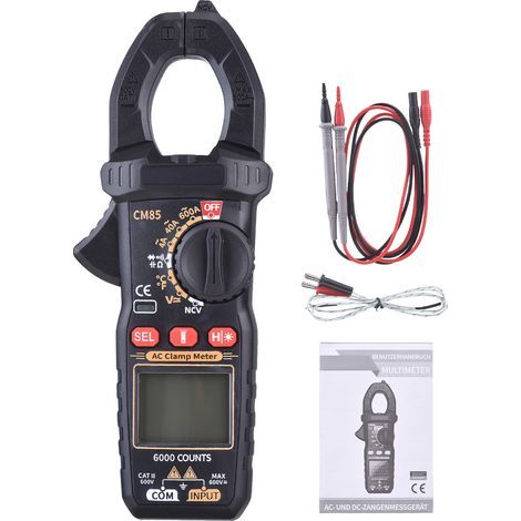600A AC Clamp Multimeter, Digital Multimeter with NCV, 6000 Counts, Measures Voltage, Current, Capacitance, Temperature, Diode Test, Non-Contact Voltage Detection, Lamp (1/5)