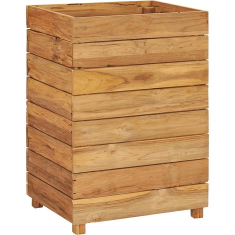 Aiuola rialzata per piante e fiori 50 x 40 x 72 cm legno di teak riciclato e acciaio 020000939