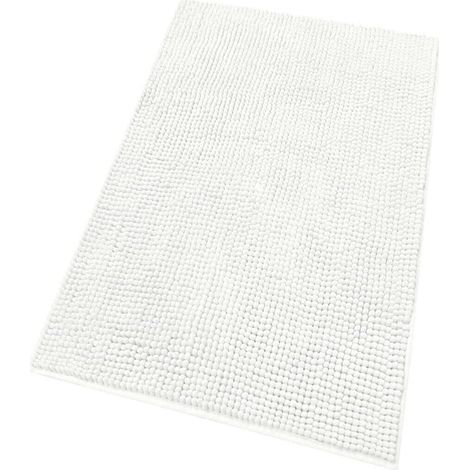 Tappeto Bagno Confortevole Scendiletto Morbido Antiscivolo Camera Letto Pelo Lungo Bianco - 50x80 cm