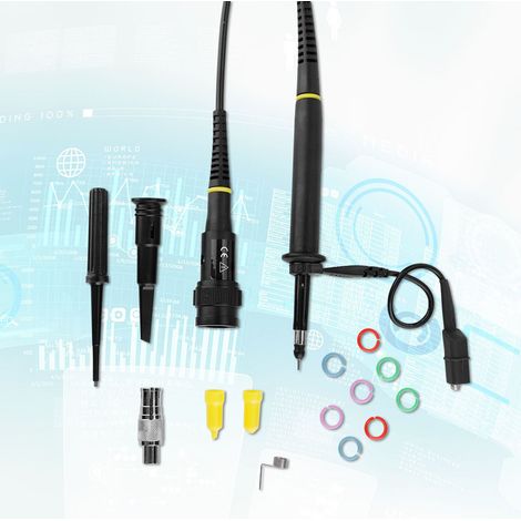 Kit de sonde haute tension P4250 pour oscilloscope, rapport de réduction 100:1, 2 kV, 250 MHz, pinces crocodiles et câbles de test BNC.