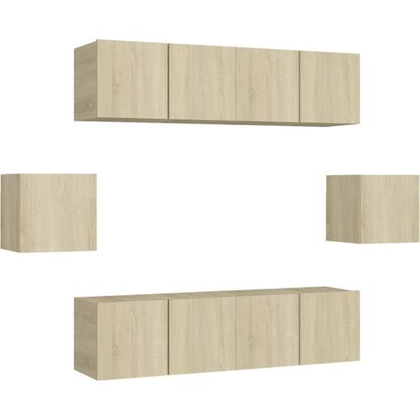 Ensemble de meubles TV 6 pcs - Armoires TV suspendues Chêne sonoma Bois d'ingénierie fr1676 - Maison La Vie