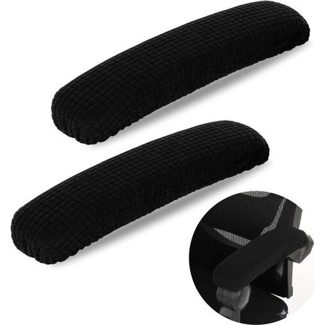 Housse d'accoudoir pour chaise de bureau – Polyester élastique – Longueur 23-40 cm – Largeur 10-18 cm – Confort optimal pour coudes (1/4)
