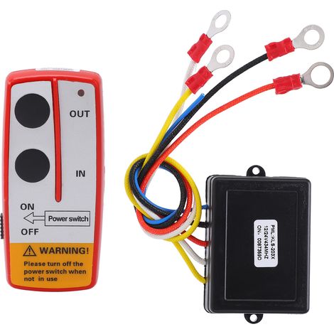 Kit de commande à distance sans fil universel pour treuil avec récepteur 12 V/24 V pour camion, Jeep, VTT, SUV (rouge) (1/5)