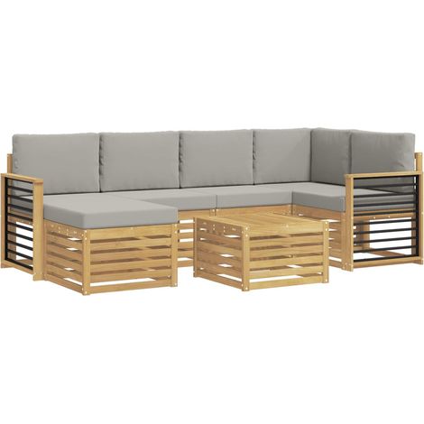 vidaXL Ensemble de canapés d'extérieur 7 pc Blanc et gris clair