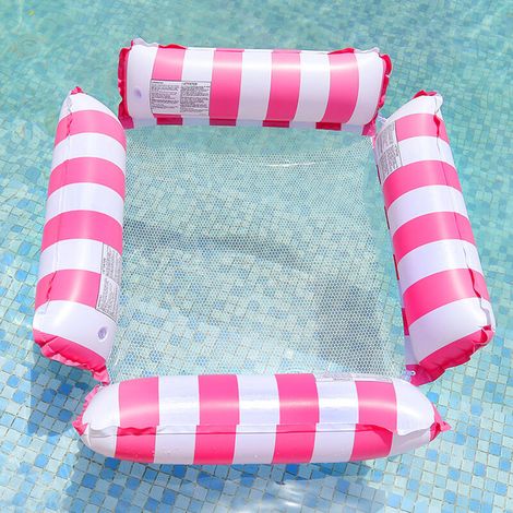 Aufblasbares PVC-Schwimmbett mit faltbarer Rückenlehne, schwimmender Drainage und Streifenmuster – Einzelhängematte