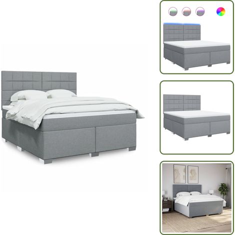 Sommier à lattes de lit avec matelas Gris clair 180x200cm Tissu - Sommier À Lattes De Lit - Sommiers À Lattes De Lit - Lit - Meuble De Chambre À Coucher (1/5)