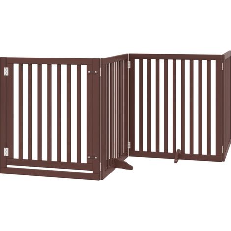 vidaXL Barrière pour chiens avec porte 4 panneaux bois de peuplier