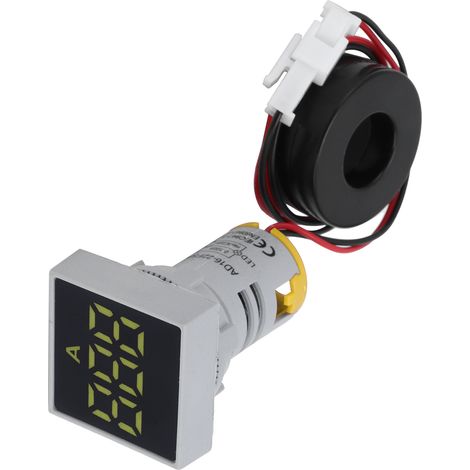 Ampèremètre Numérique AC 220V, Indicateur Lumineux AD16-22FSA avec Cadran Jaune Mat (1/5)