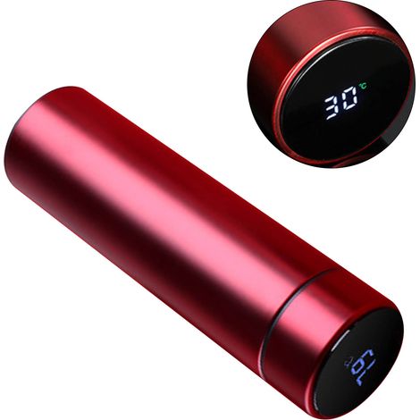 Bouteille isotherme de 500 ml, revêtement en acier inoxydable 304, fond en silicone, format portable, rouge. Idéale pour un usage quotidien. (1/5)