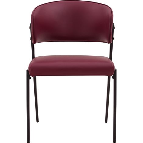 Moderner Esszimmerstuhl aus Kunstleder mit Metallgestell und ergonomischer Rückenlehne, rot (1/5)