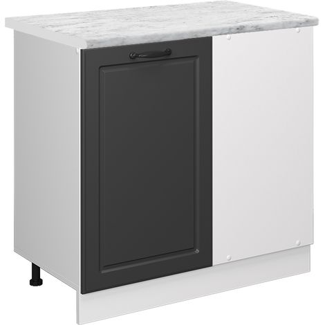 Meuble d'angle R-Line, Anthracite campagne, 86 cm PT Marbre, Vicco
