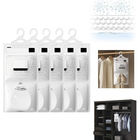 Hänge-Luftentfeuchter 5er-Pack für Schrank & Auto, gegen Feuchtigkeit & Schimmel (1/5)