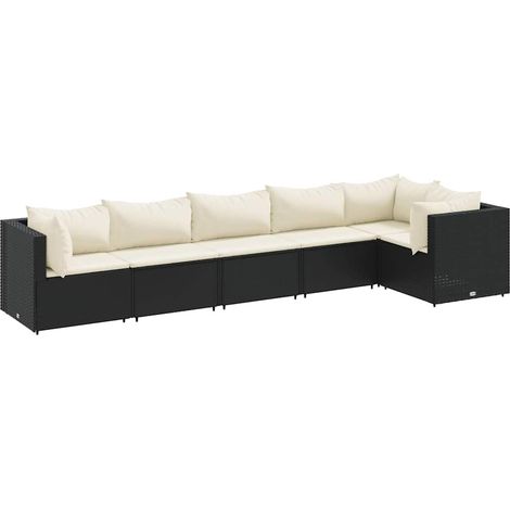 Maison Exclusive - Set Mobili da Giardino 6 pz con Cuscini in Polyrattan Nero