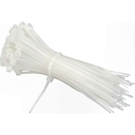 Weiße Kabelbinder, 100er-Packung, 200 mm x 2,5 mm, zum Ordnen und Befestigen von Kabeln, für ein ordentliches Kabelmanagement (1/3)