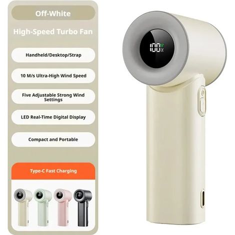 (Blanc) Mini ventilateur portable, chargement USB haute vitesse, conception silencieuse, avec fonction calculatrice. (1/5)