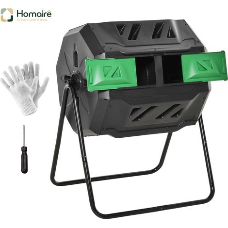 HOMAIRE Trommel-Komposter 160L à 2 chambres rotatif pour déchets biologiques noir efficace et robuste