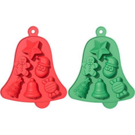 Set de 2 moules silicone de Noël, pour chocolat et biscuits, modèle créatif pour créations de Noël sucrées et décoratives (1/5)