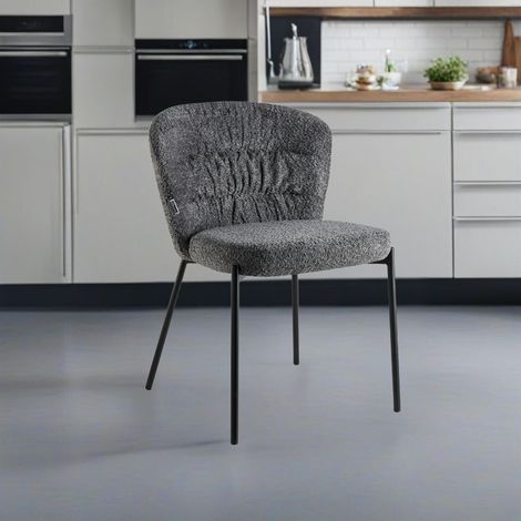 Set 4 Sedie Cami in tessuto teddy grigio: un connubio di design e comfort (1/3)