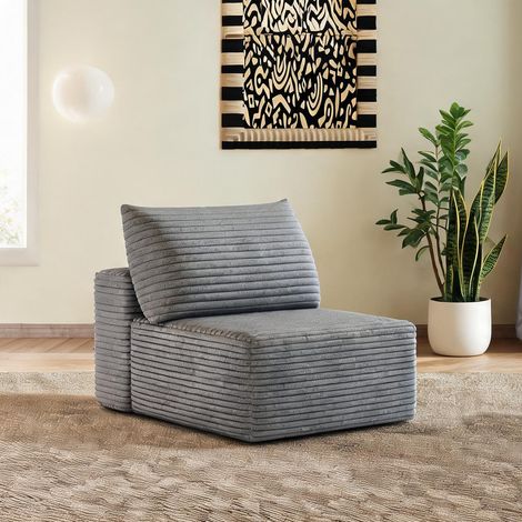 1 places fauteuil gris en tissu corduroy 70 x 95 cm sans montage (1/5)