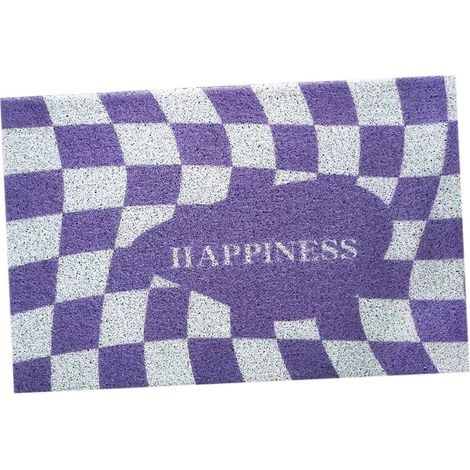 Tapis de sol en soie bouclée à motif à carreaux, idéal pour les entrées, les salons et les salles de bains antidérapant, résistant aux taches, facile à nettoyer et découpable violet. (1/5)
