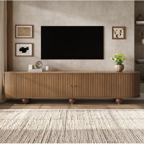 Mesa consola marrón claro de metal y madera con 4 niveles de almacenaje (1/5)