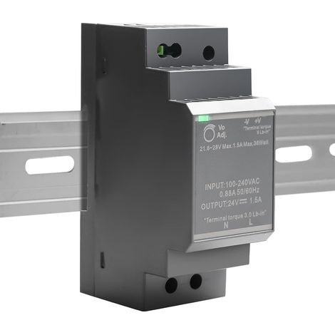 Alimentation à découpage pour rail DIN 24 V : 24 V CC 30 W 1,5 A, HDR-30-24 Alimentation à découpage pour rail DIN, Transformateur pour rail DIN pour système d'automatisation industrielle (1/5)