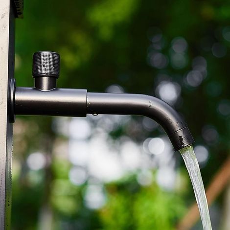 Robinet mural, noir, eau froide, pour lavabo mural et vasque (1/5)