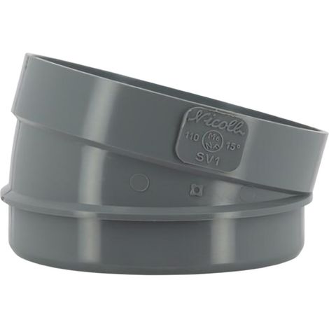 Sector de codo 110 mm para pegar 15° NICOLL PVC gris claro, macho-hembra