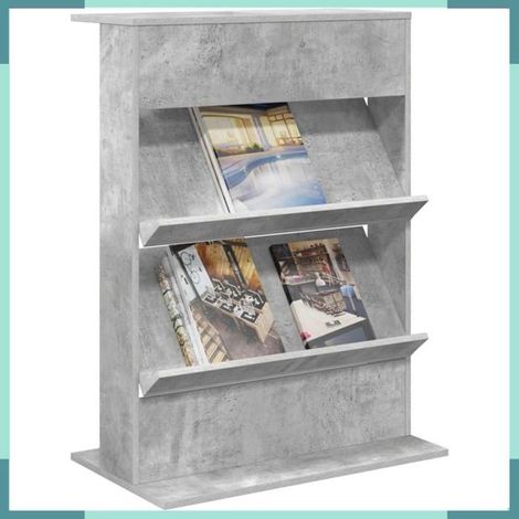 899538 étagère à magazines avec étagère Gris béton 70 x 41 x 96 cm (1/5)