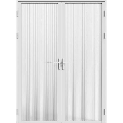 Bloc porte réversible à deux battants en aluminium et verre trempé texturé - 2 x H204 x L73 cm - Blanc - LOXTON