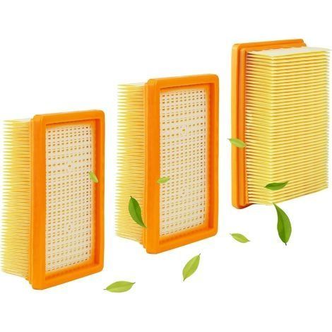 3 Pièces Filtre Aspirateur pour Karcher Kit, pour Karcher WD4/WD5/WD6/MV4/MV5/MV6 Filtre Remplacement, Filtres Plissés Plats, pour Poussière/Odeurs Filtre (1/4)