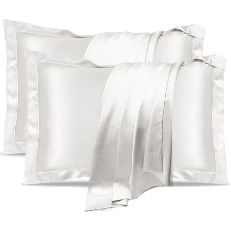 Lot de 2 taies d'oreiller en soie, taie d'oreiller 100 % soie de mûrier naturelle pour la santé des cheveux et de la peau, taille standard 50 x 75 cm, taie d'oreiller en soie de qualité supérieure, do (1/5)
